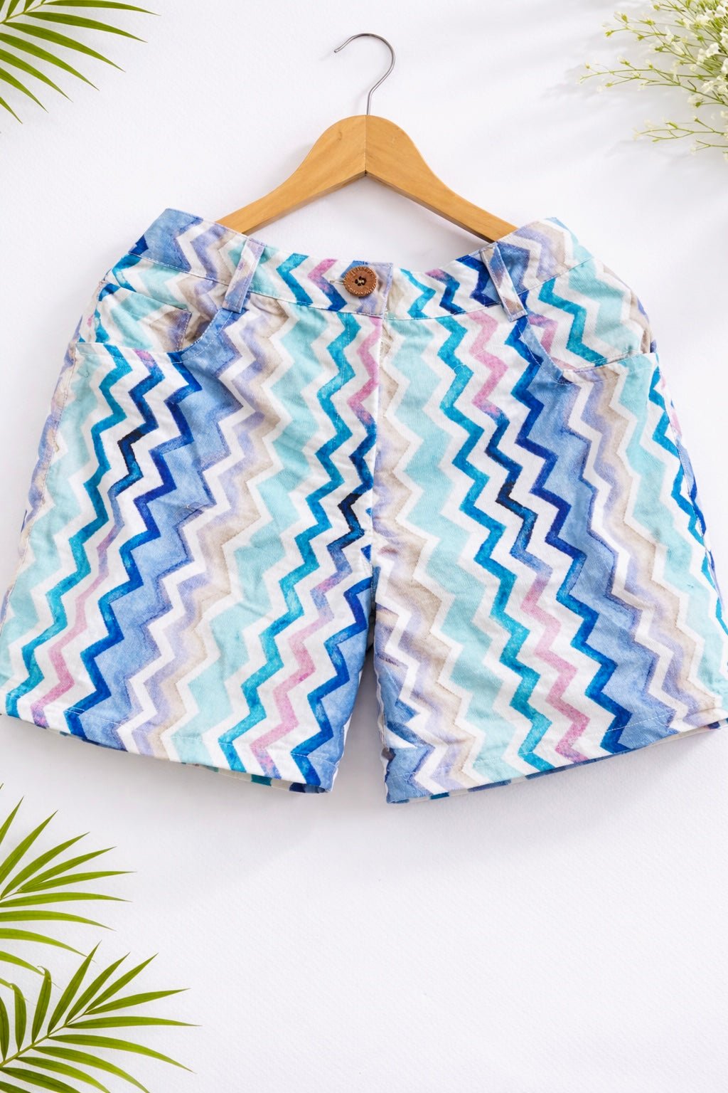 Beachy Blue Waves Corduroy Shorts