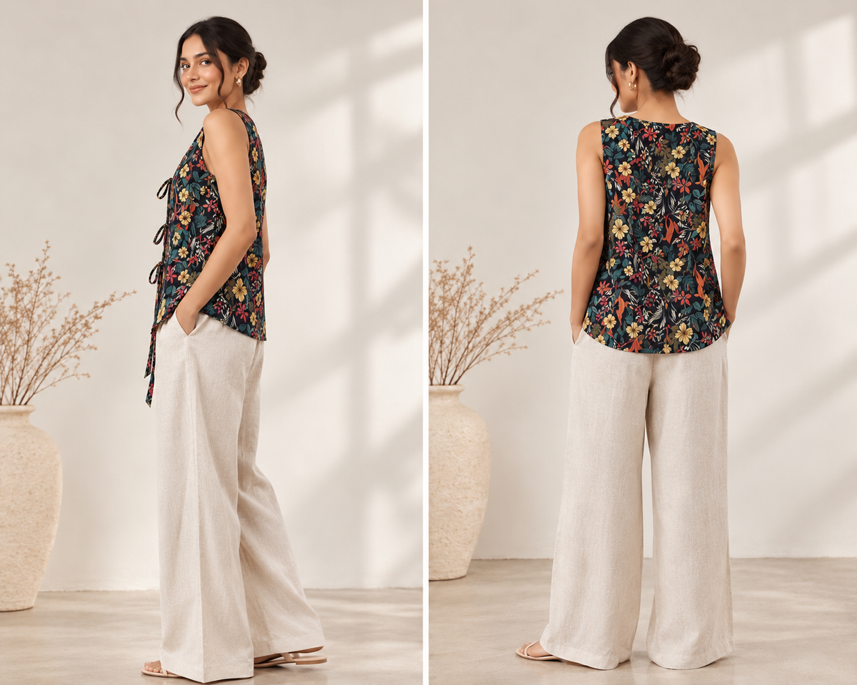 Black Wild Florals Corduroy Waistcoat, photo 3