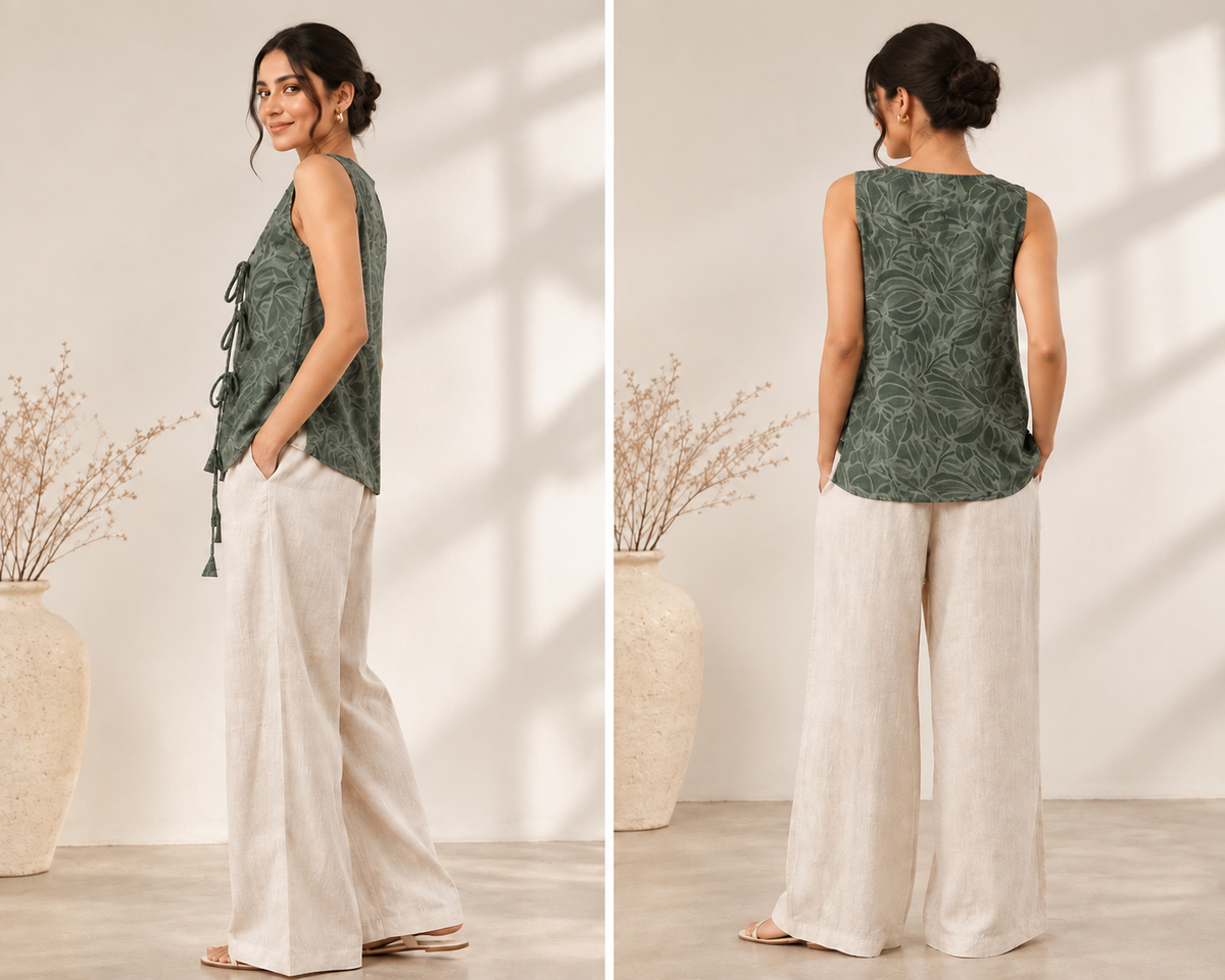 Olive Green Petals Waistcoat, photo 3